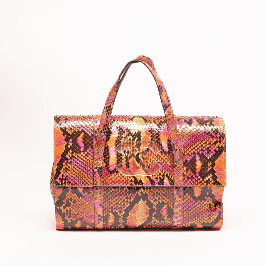 Chanel Pink Python Double Handle Bag