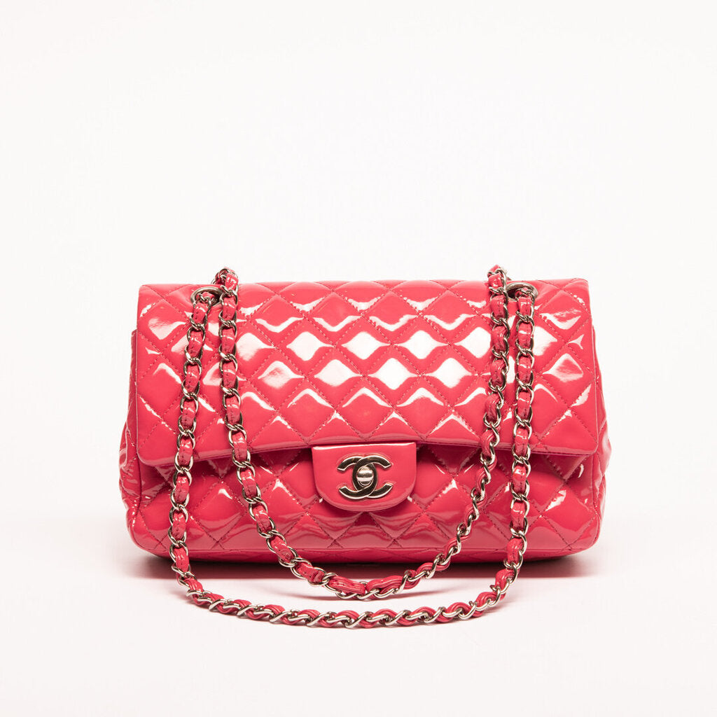 Chanel Pink Patent Double Flap