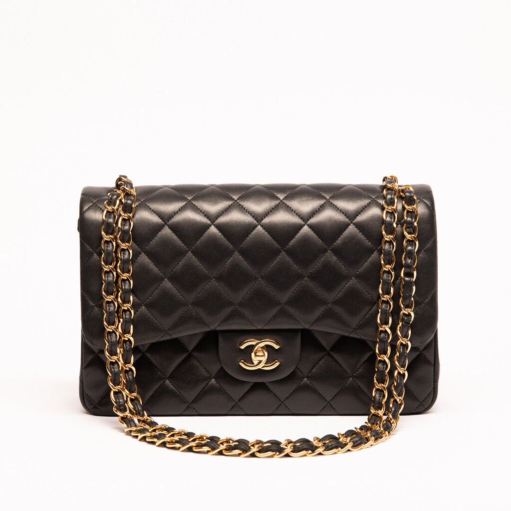 Chanel Black Lambskin Jumbo Double Flap (2017)