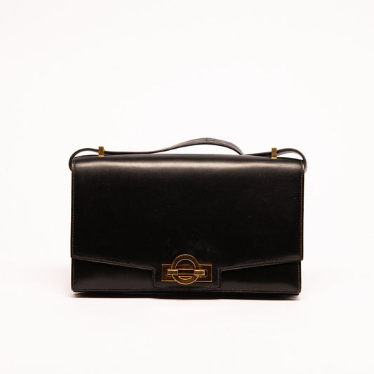 Hermes Black Leather Vintage Shoulder Bag
