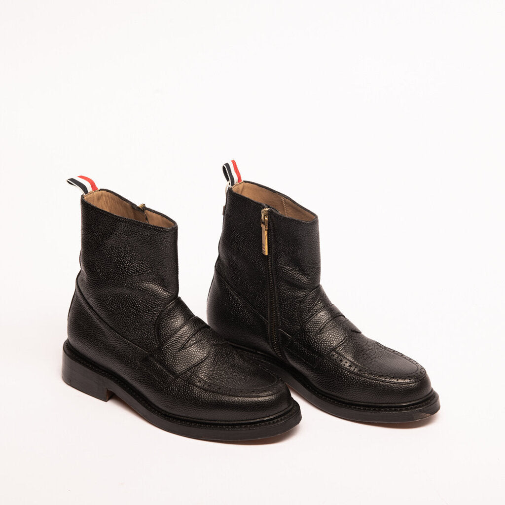 Thon Browne Black Leather Penny Loafer Ankle Boot