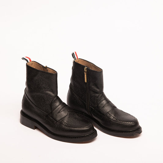 Thom Browne Black Leather Penny Loafer Ankle Boot