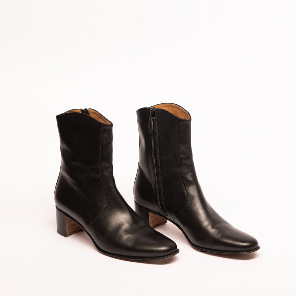 Hermes Black Leather Ankle Boot