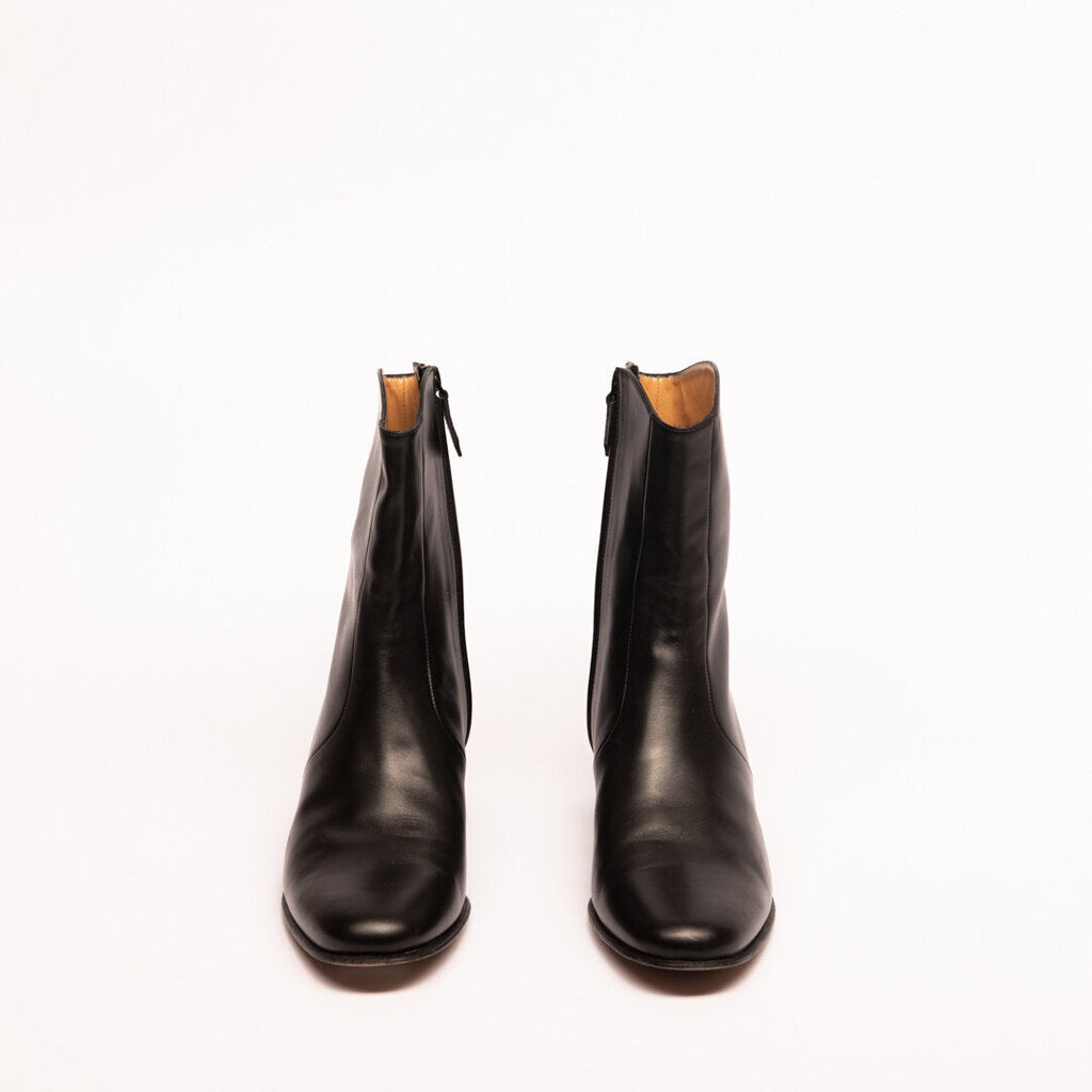 Hermes Black Leather Ankle Boot