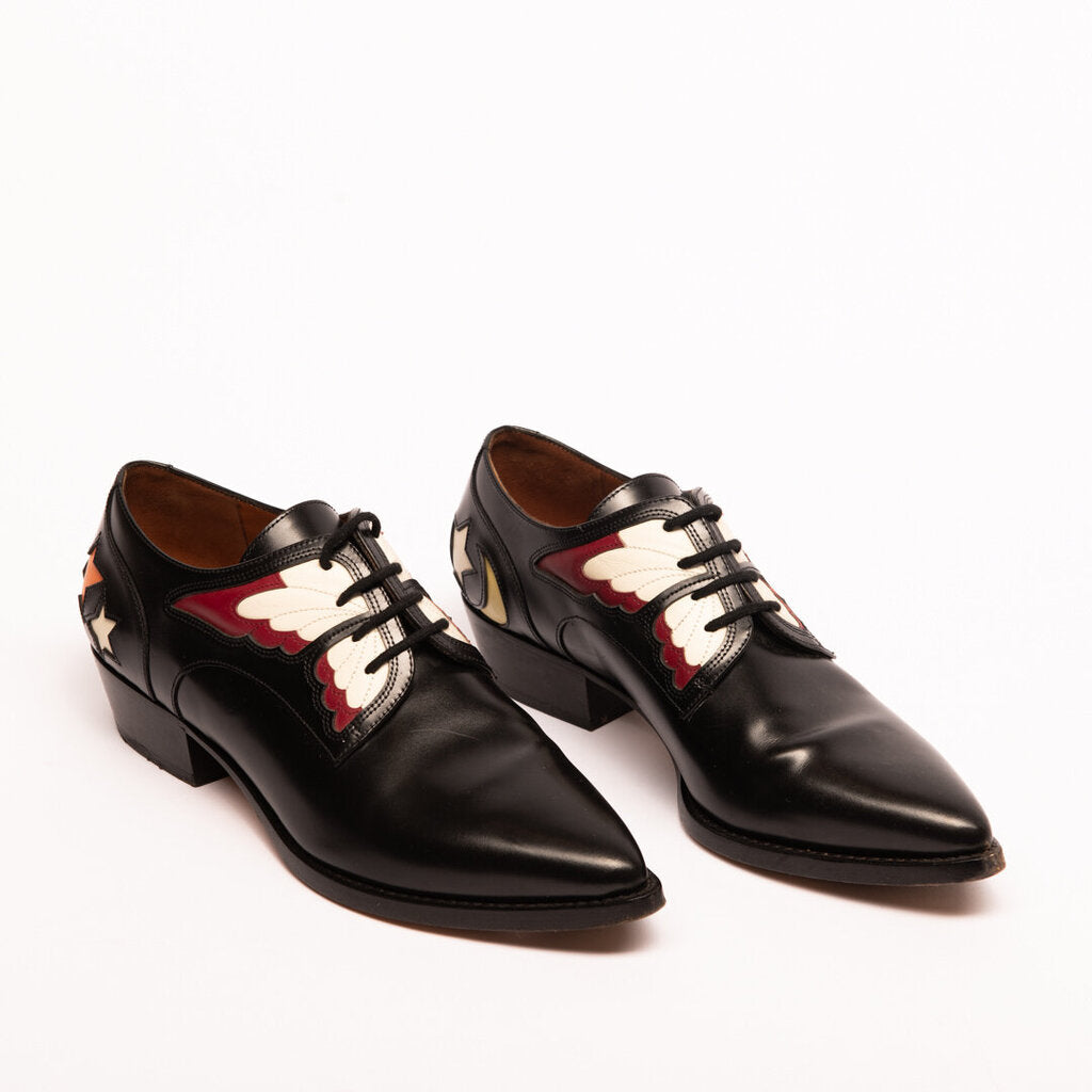 Valentino Black Leather Western Derby