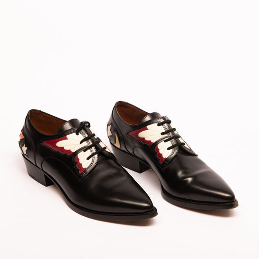 Valentino Black Leather Western Derby