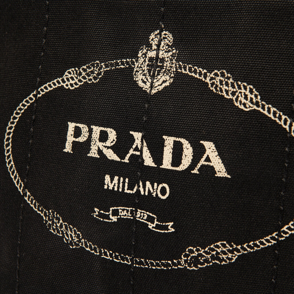 Prada Small Black Canvas Canapa Tote