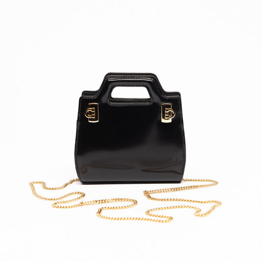 Ferragamo Black Patent Micro Wanda Crossbody