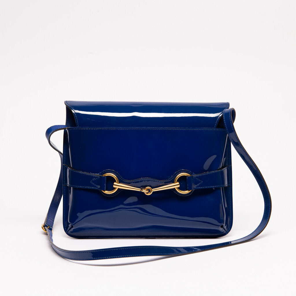 Gucci Cobalt Patent Horsebit Crossbody