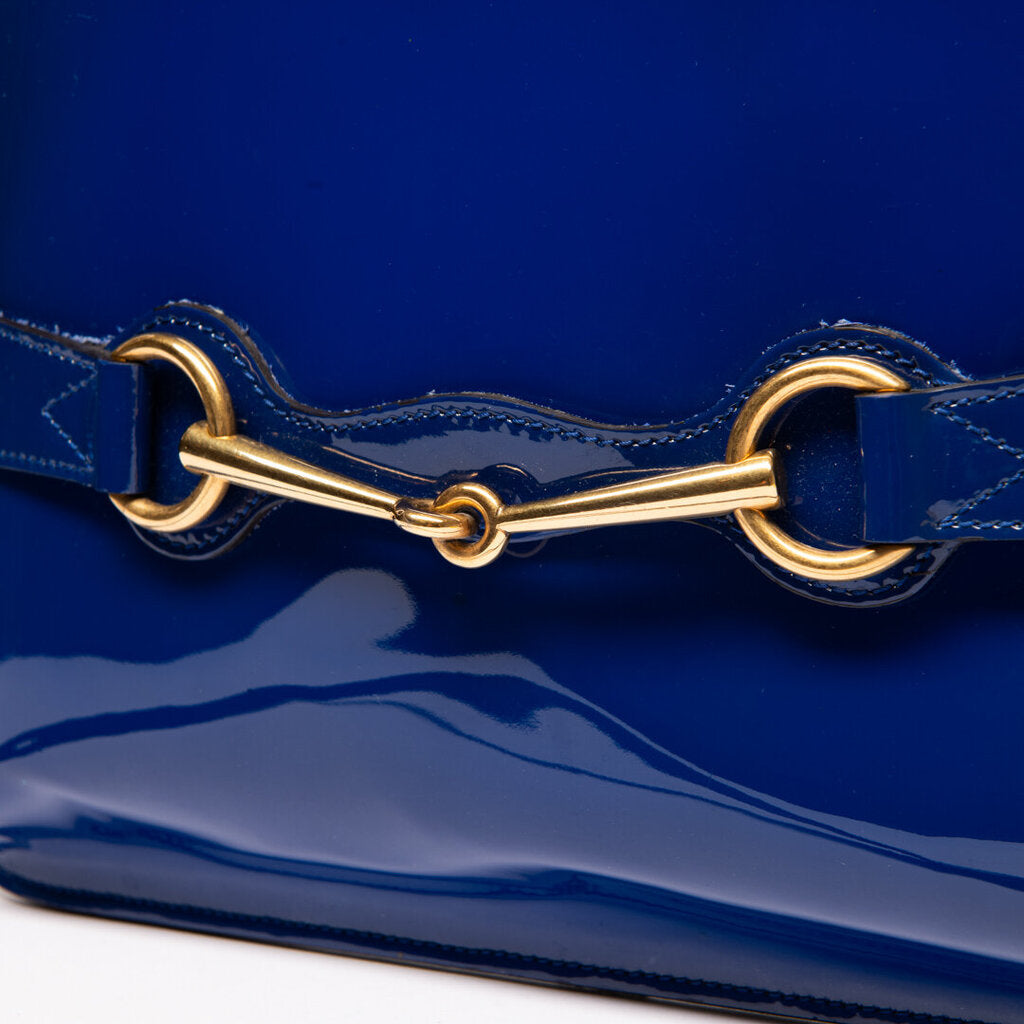 Gucci Cobalt Patent Horsebit Crossbody