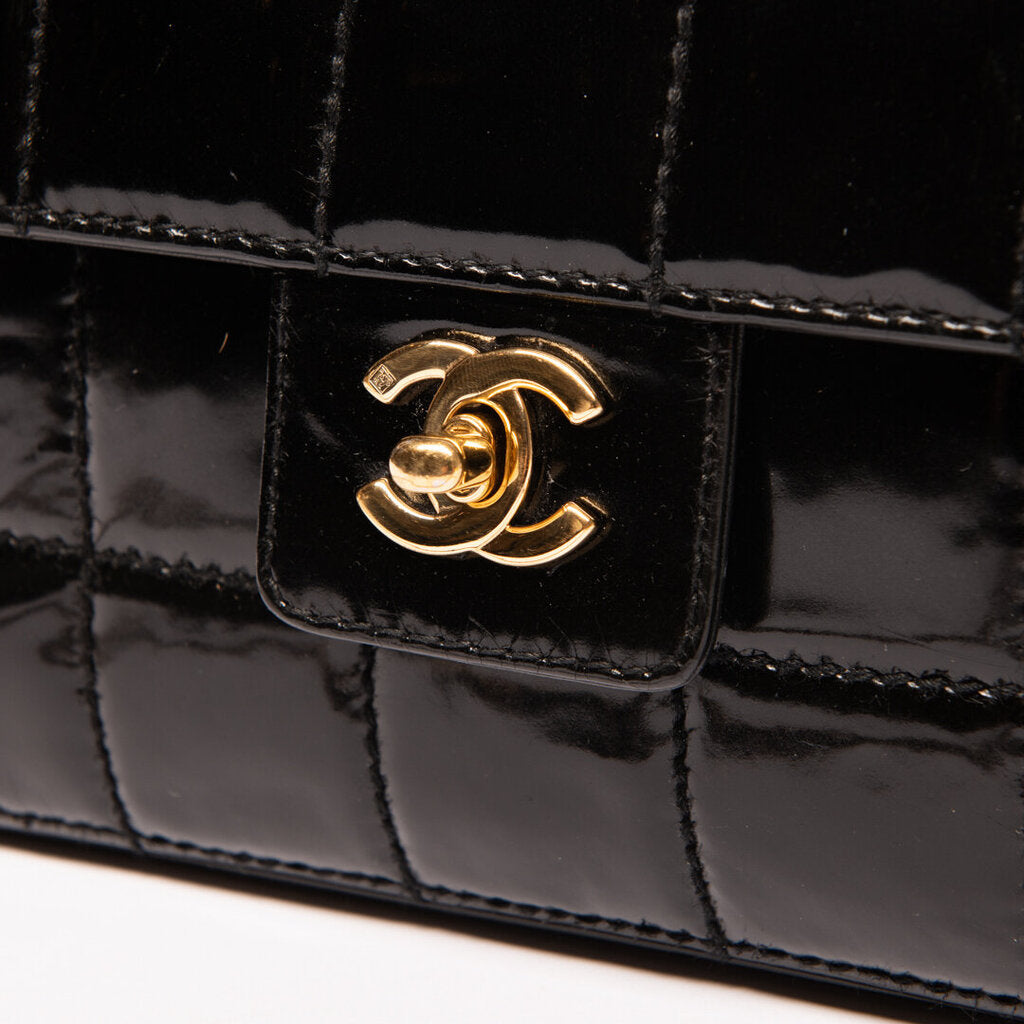 Chanel Black Chocolate Bar Patent Bag