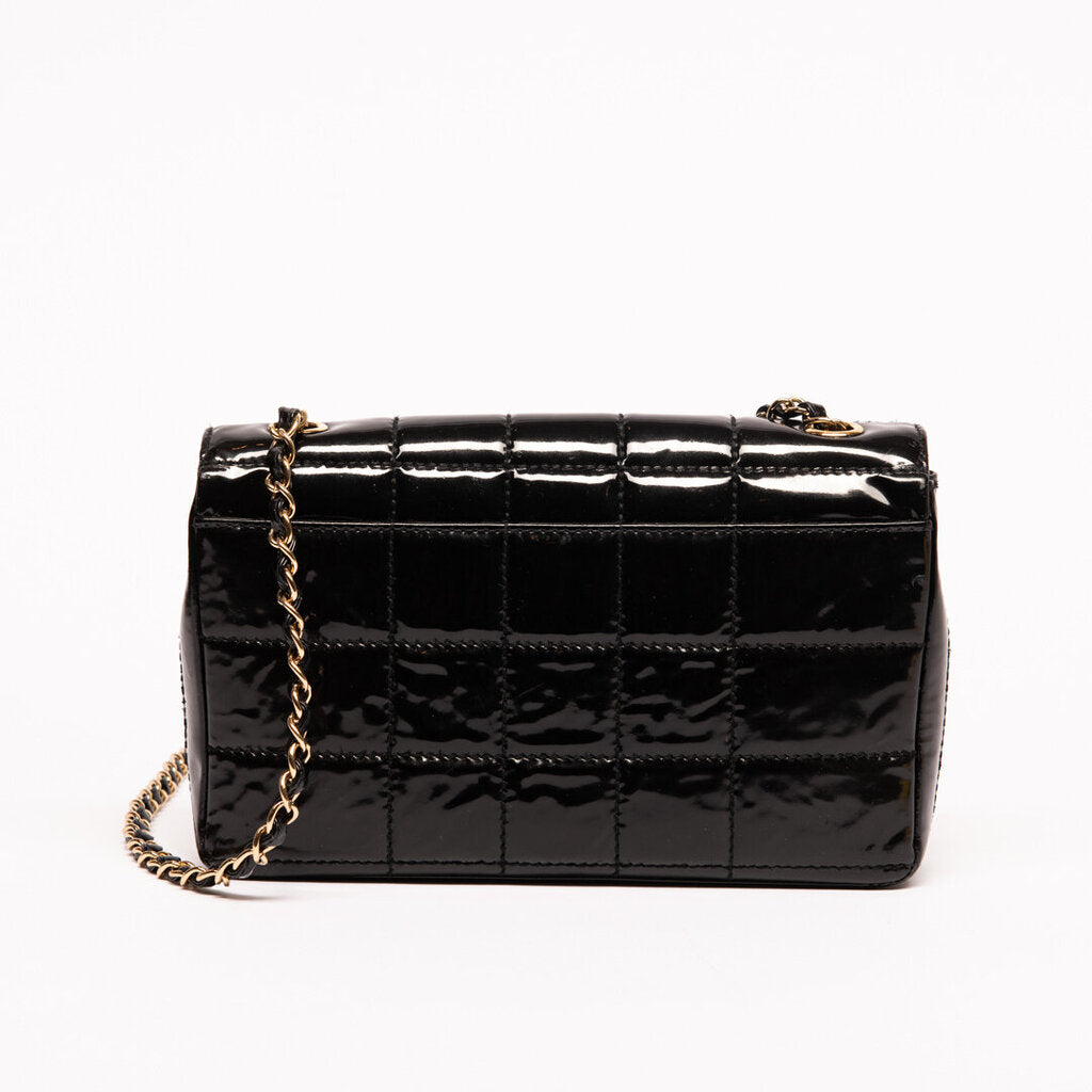 Chanel Black Chocolate Bar Patent Bag