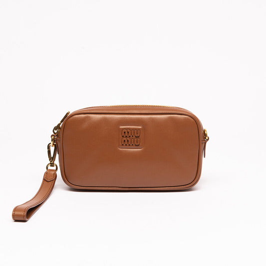 Miu Miu Brown Pouch With Wristlet Strap