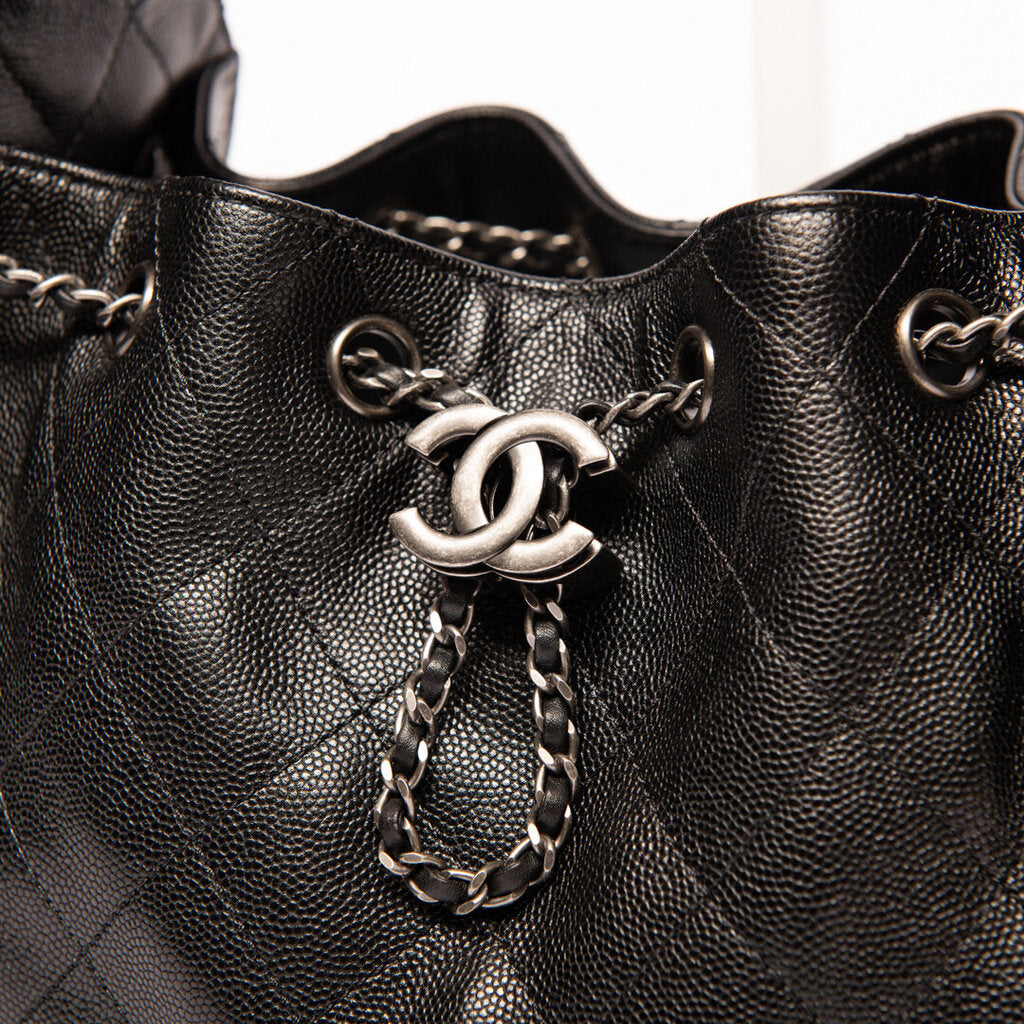 Chanel Black Caviar Gunmetal 25