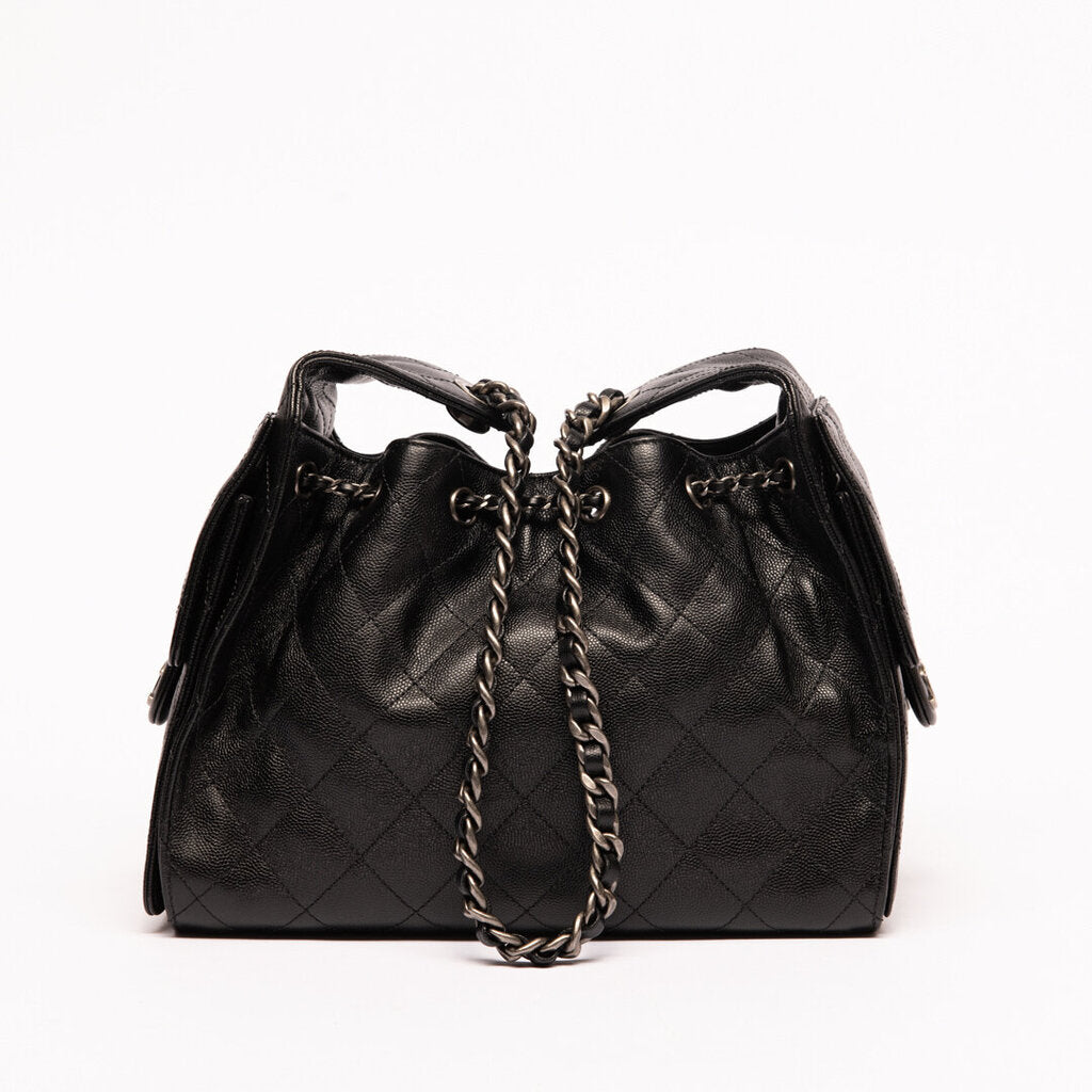 Chanel Black Caviar Gunmetal 25