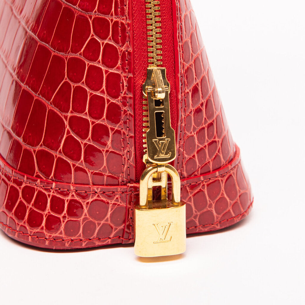 Louis Vuitton Red Crocodile BB Alma