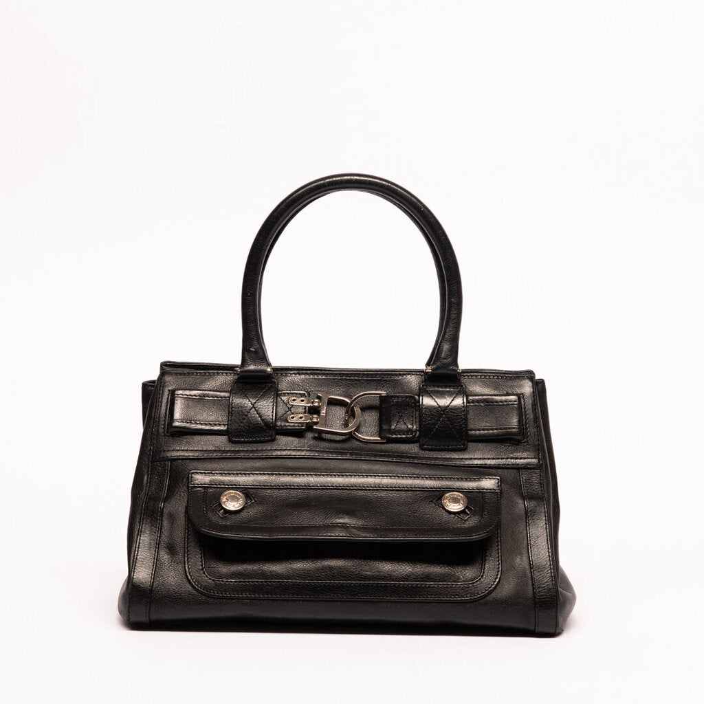Christian Dior Black Leather Top Handle Bag