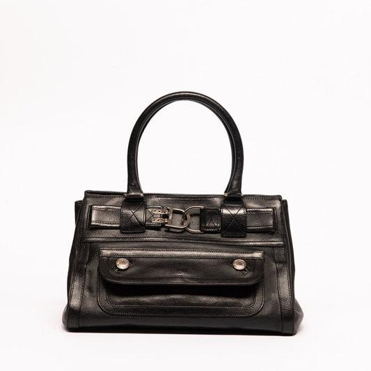 Christian Dior Black Leather Top Handle Bag