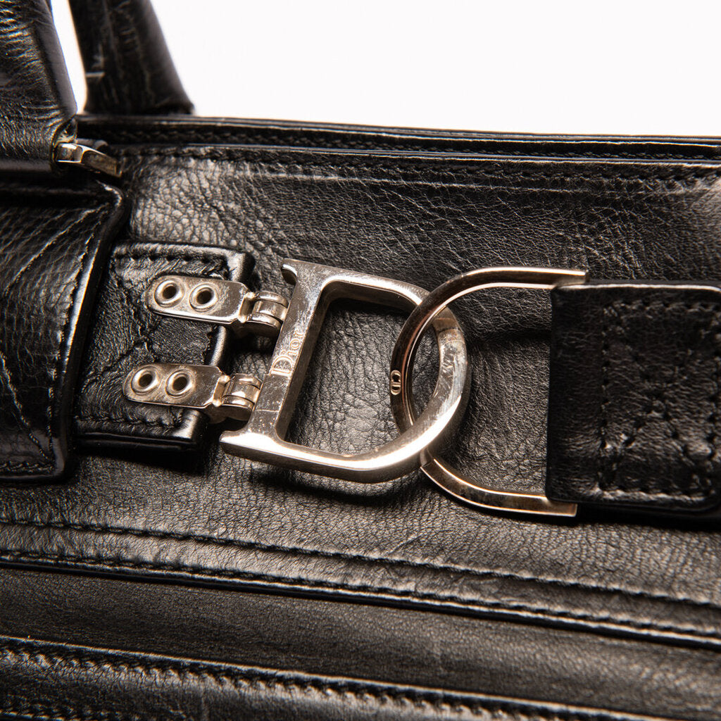 Christian Dior Black Leather Top Handle Bag