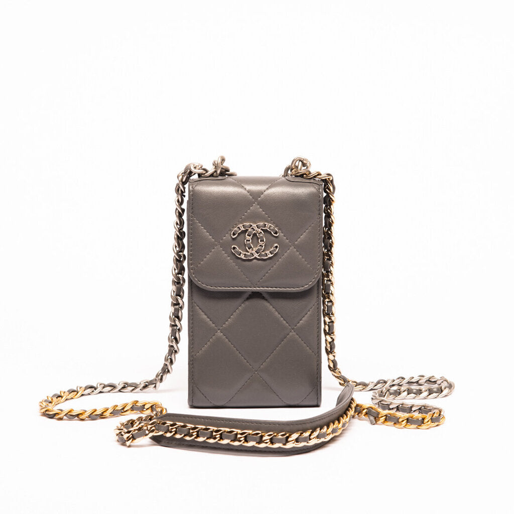 Chanel Grey 19 Phone Case Crossbody