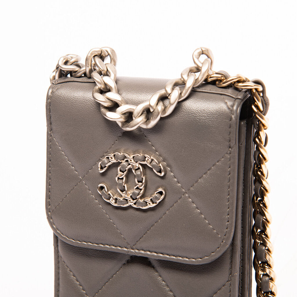 Chanel Grey 19 Phone Case Crossbody