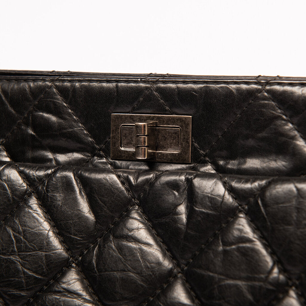 Chanel Black Distressed Calf Reissue Tote