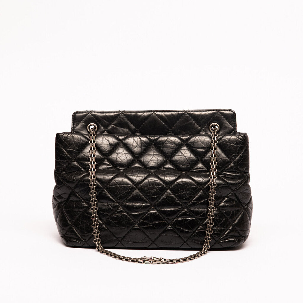 Chanel Black Distressed Calf Reissue Tote
