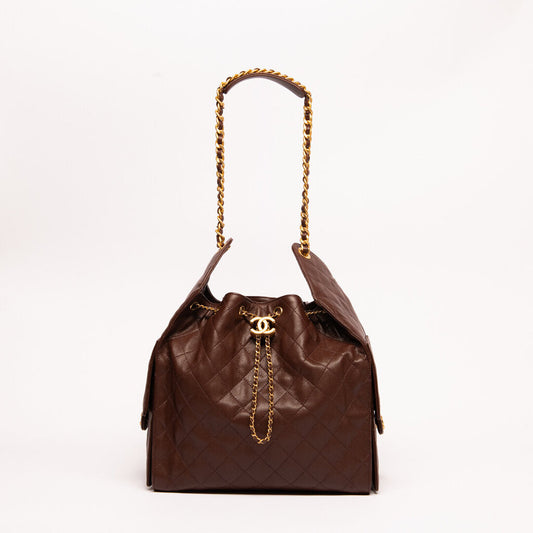 Chanel Brown Caviar Hobo 25 Handbag