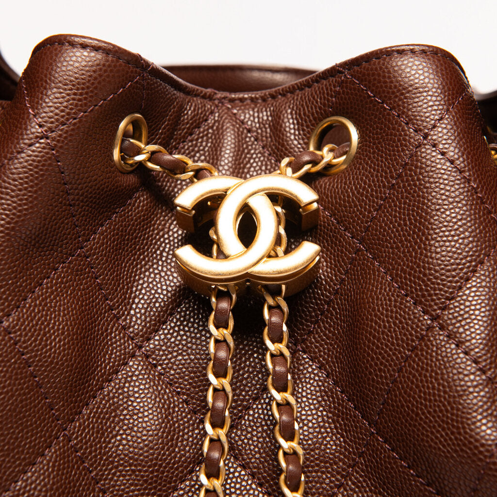Chanel Brown Caviar Hobo 25 Handbag