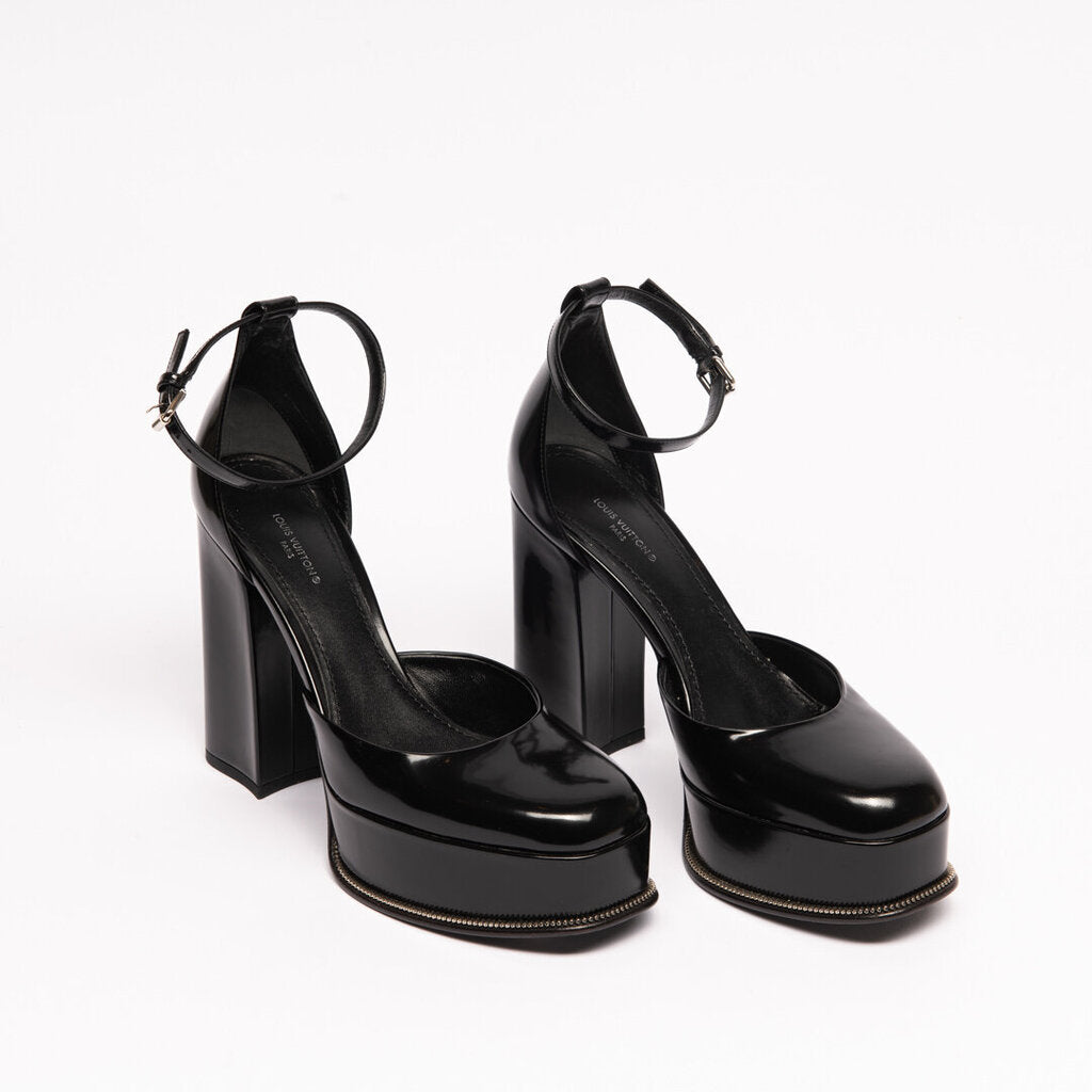 Louis Vuitton Black Patent Leather Platform Heel