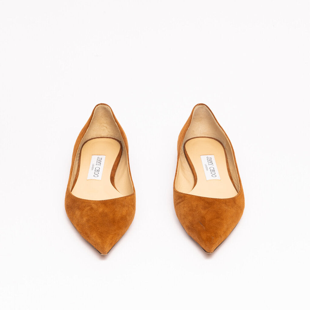 Jimmy Choo Brown Suede Pointed Toe Flat