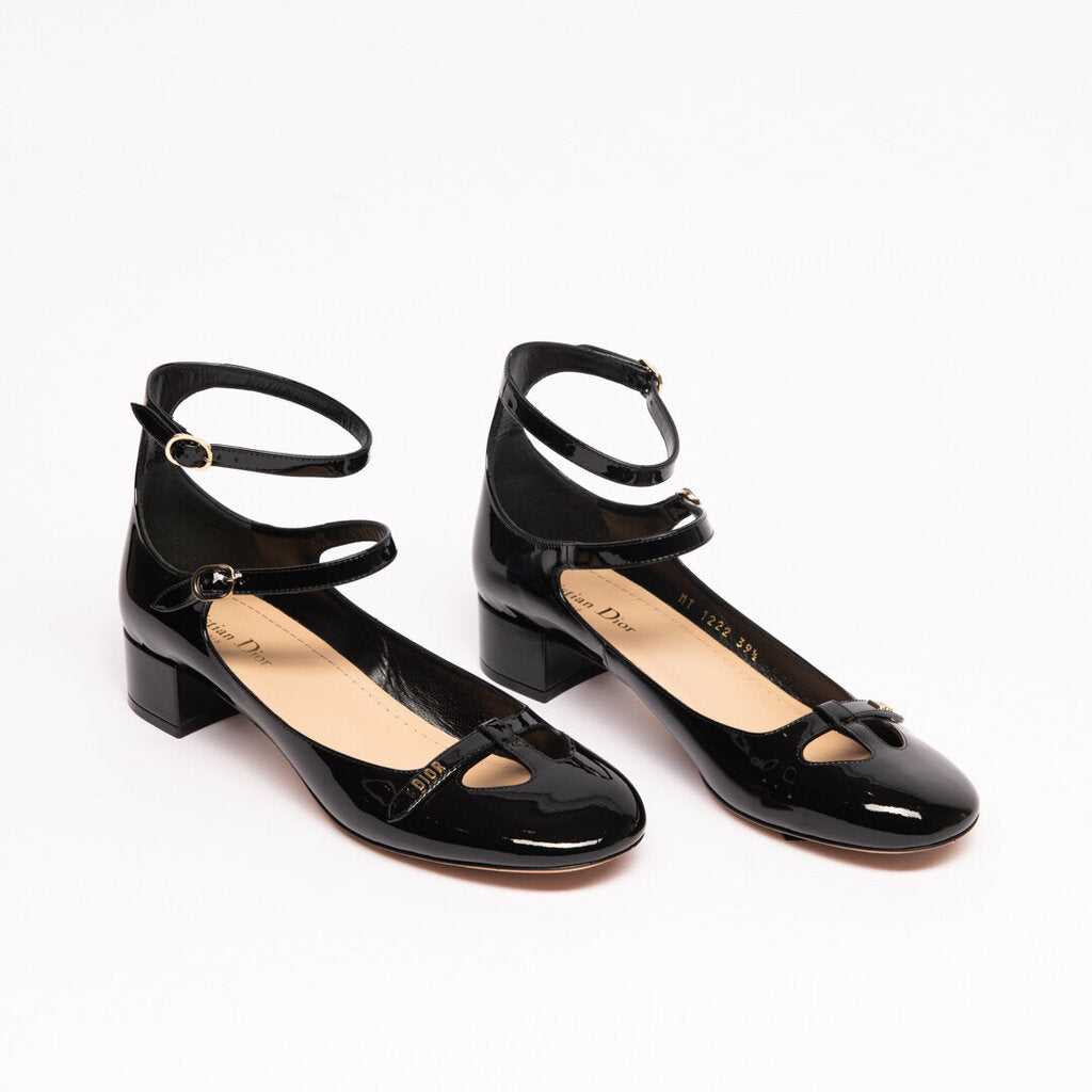 Christian Dior Black Patent Aime Ballet Heels