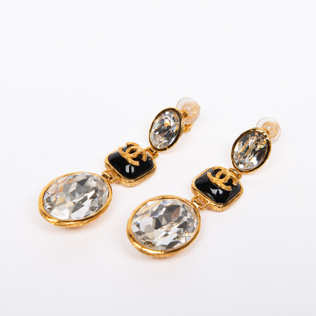 Chanel Gold Crystal Drop Earring