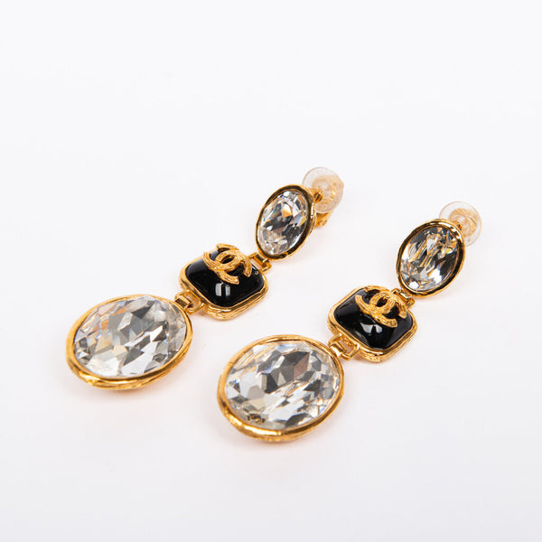 Chanel Gold Crystal Drop Earring