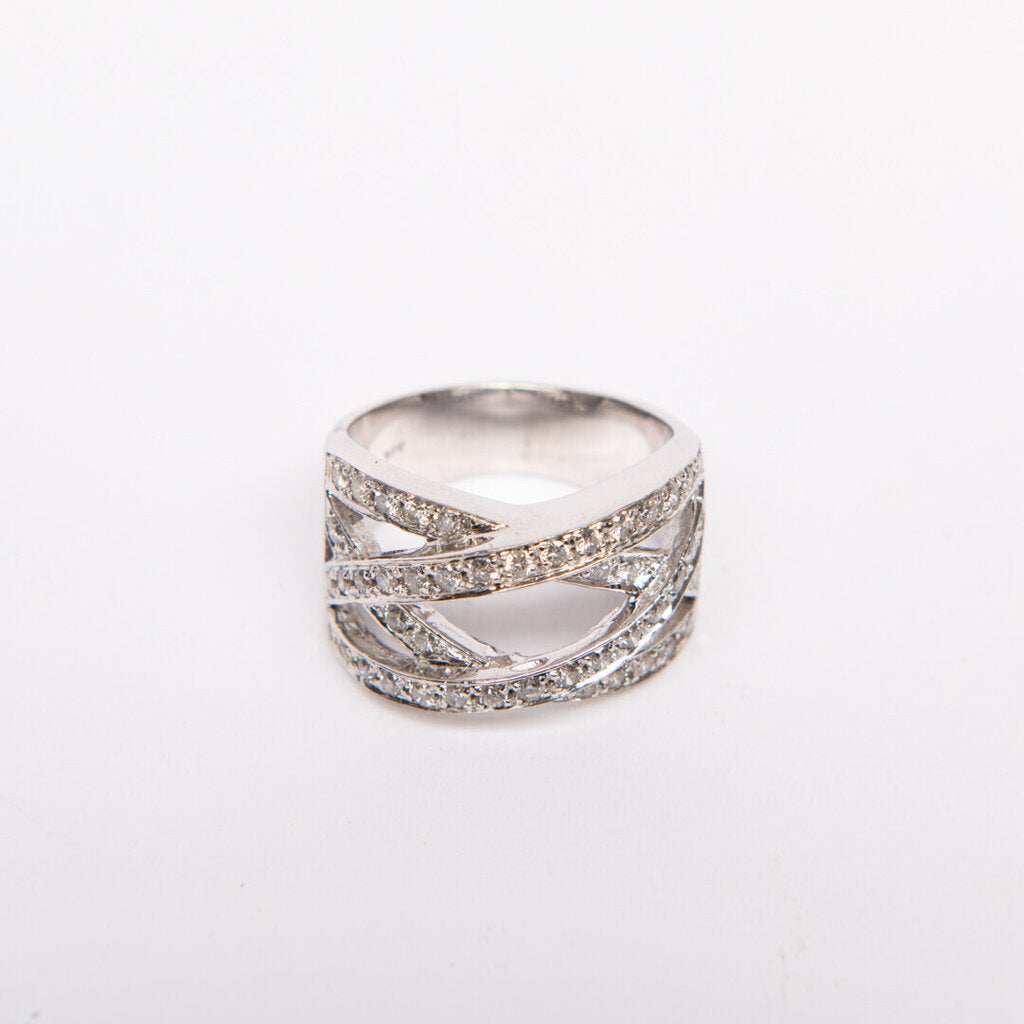 14k WG Diamond Criss-Cross Ring