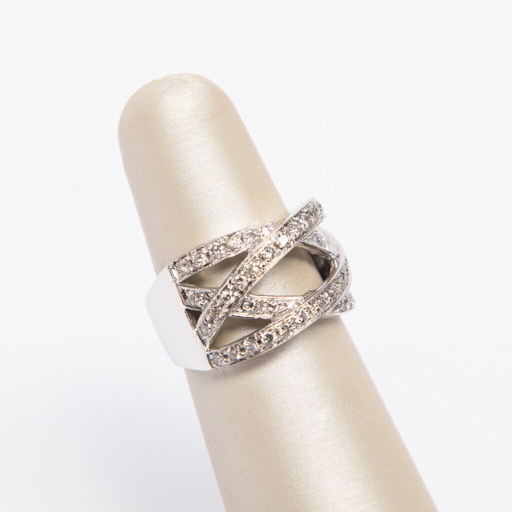 14k WG Diamond Criss-Cross Ring