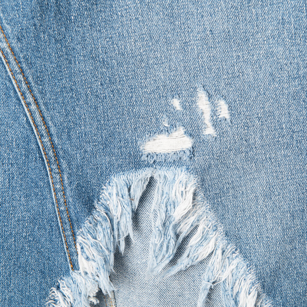 Chloe Blue Denim Distressed Midi Skirt