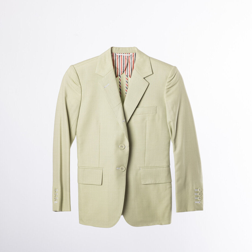 Thom Browne Pale Green Check Wool Blazer