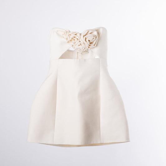 Magda Butrym Ivory Wool Rose Cutout Mini Dress