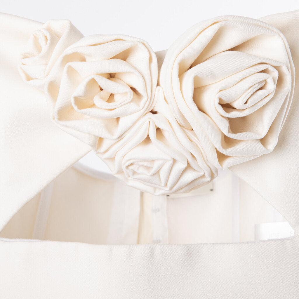 Magda Butrym Ivory Wool Rose Cutout Mini Dress