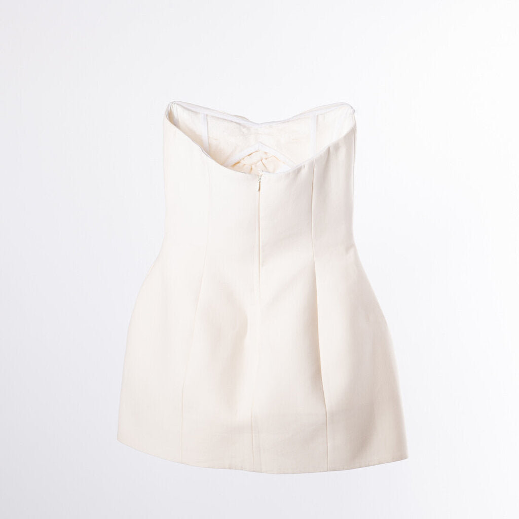 Magda Butrym Ivory Wool Rose Cutout Mini Dress