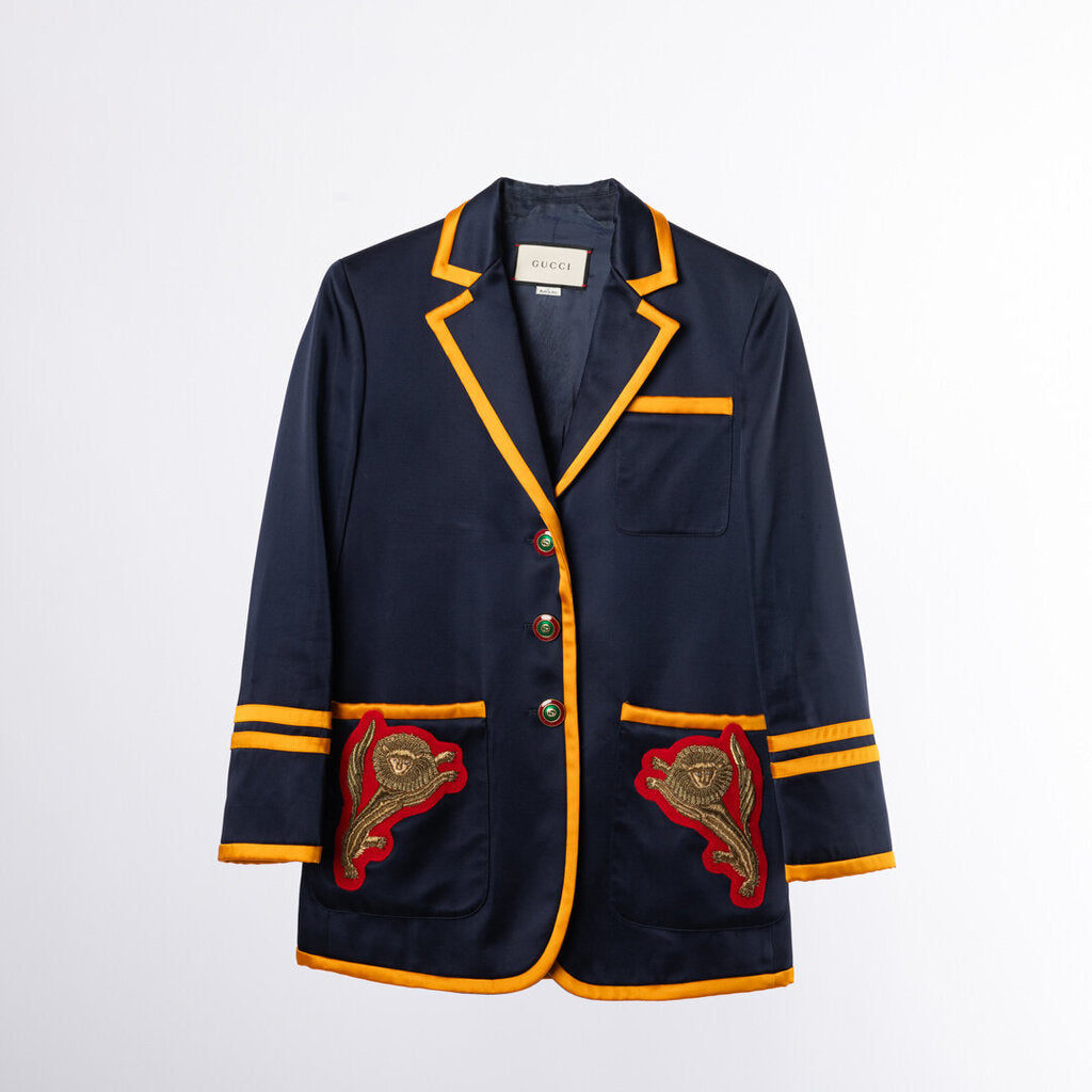 Gucci Navy & Yellow Acetate Patch Blazer
