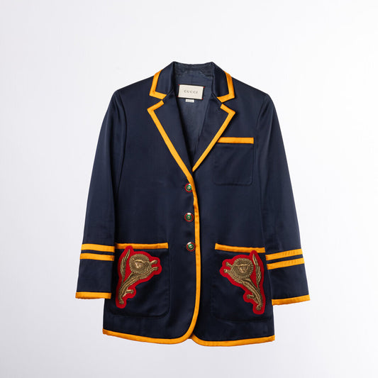 Gucci Navy & Yellow Acetate Patch Blazer