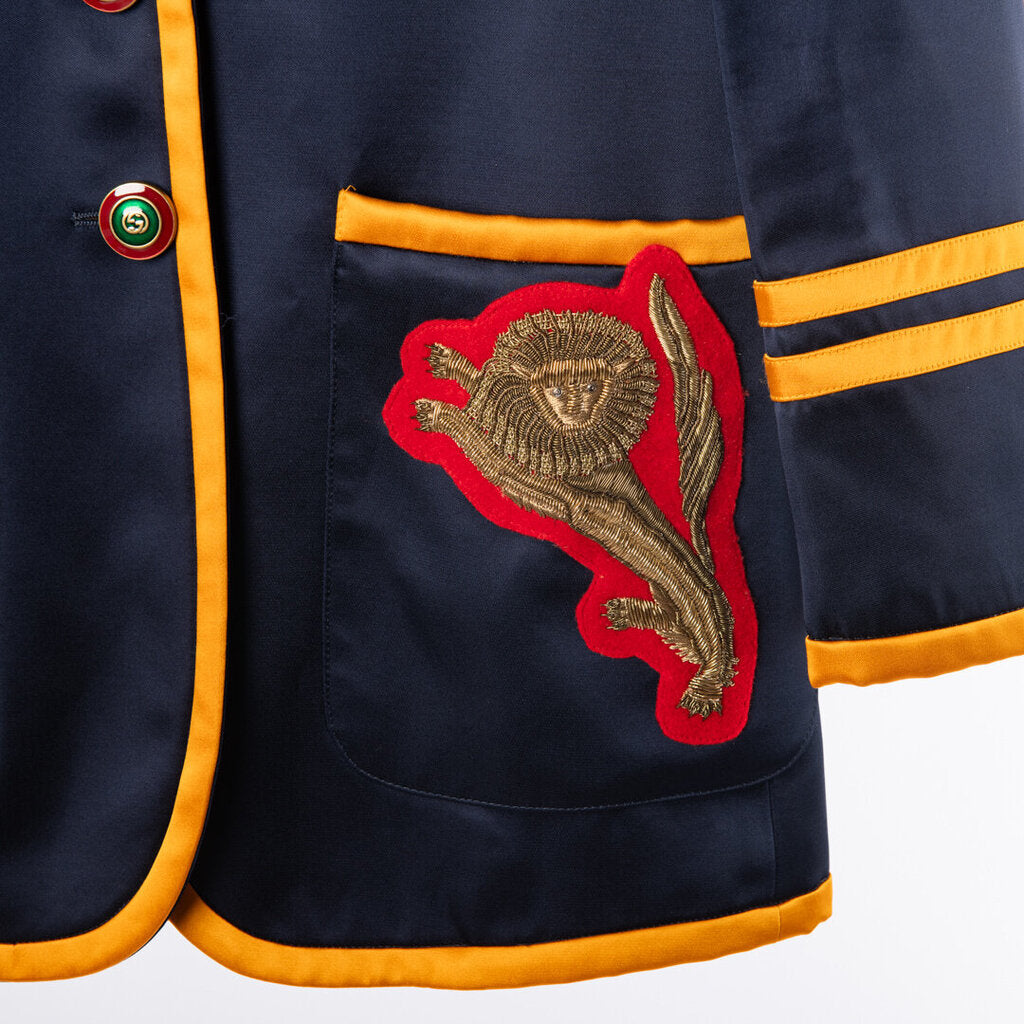 Gucci Navy & Yellow Acetate Patch Blazer