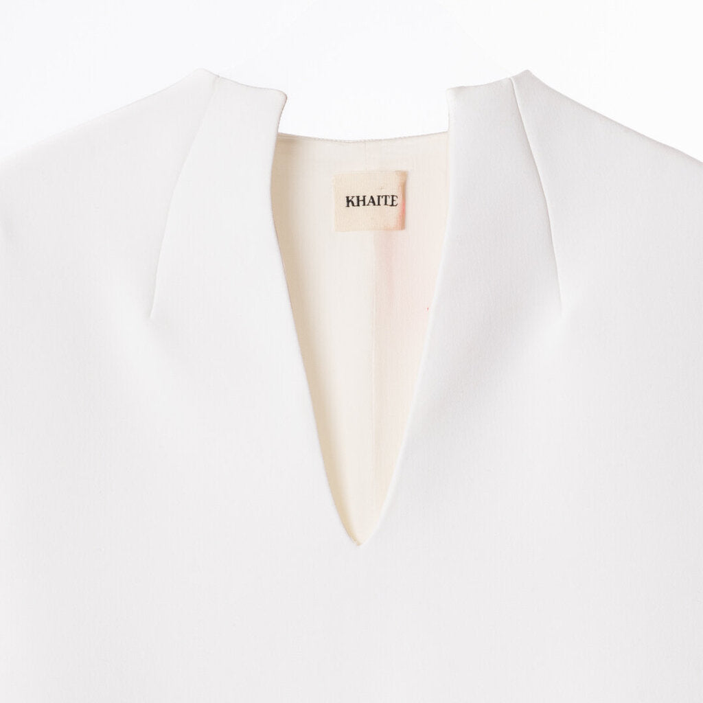 Khaite White Poly Long Sleeve Mini Dress