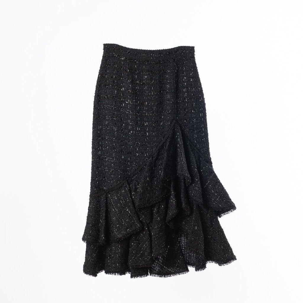 Erdem Black Tweed Poly Blend Maxi Skirt