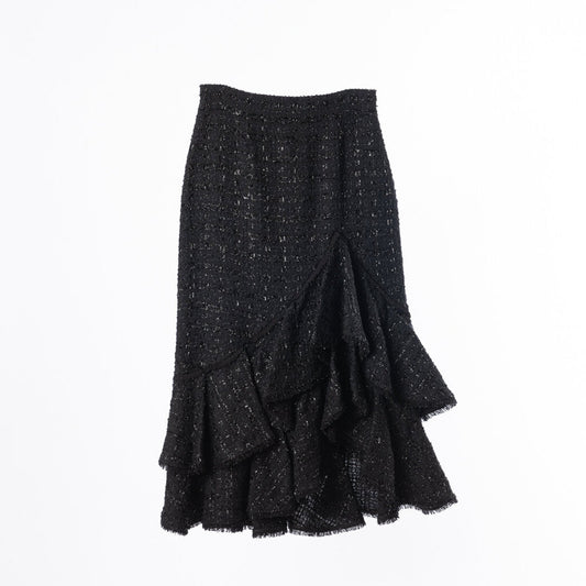 Erdem Black Tweed Poly Blend Maxi Skirt