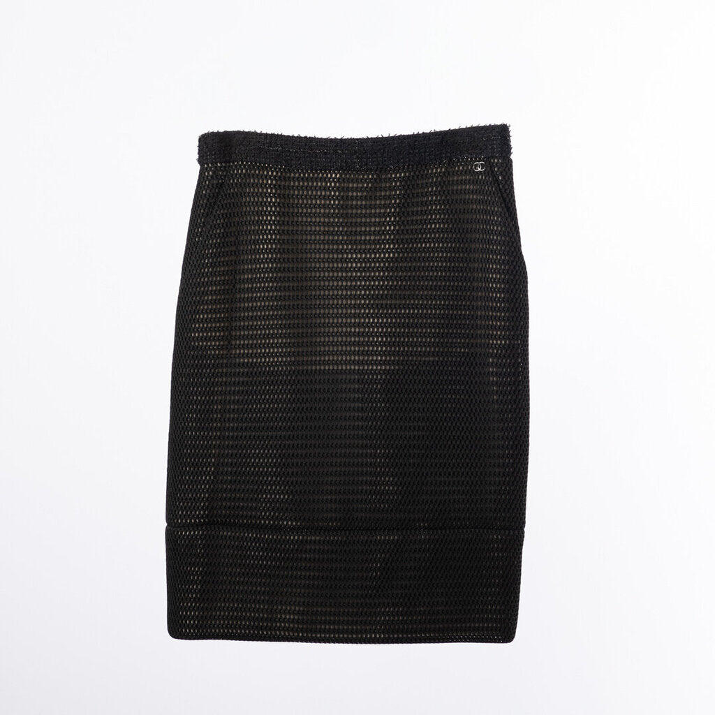 Chanel 13S Black Nylon Mesh Skirt