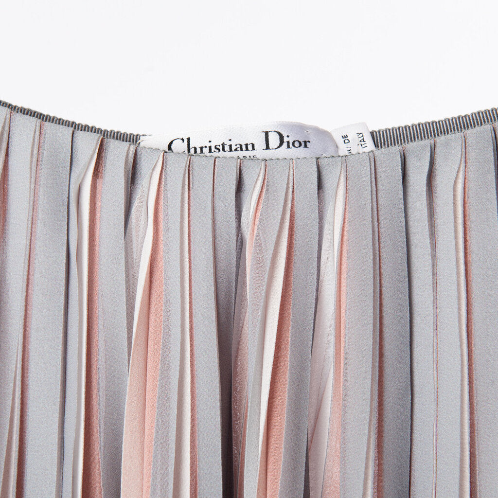 Christian Dior Grey & Pink Pleated Maxi Skirt