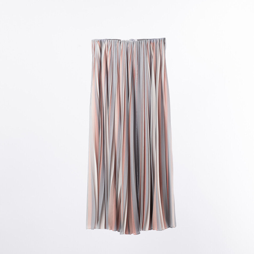 Christian Dior Grey & Pink Pleated Maxi Skirt